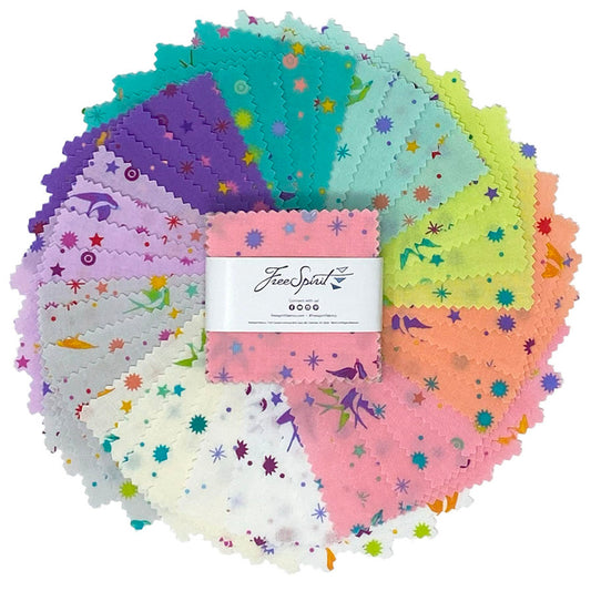 Precut Fabric Mini Charm Pack True Colors Fairy Dust by Tula Pink for Free Spirit Fabrics - 2 1/2" Fabric Squares