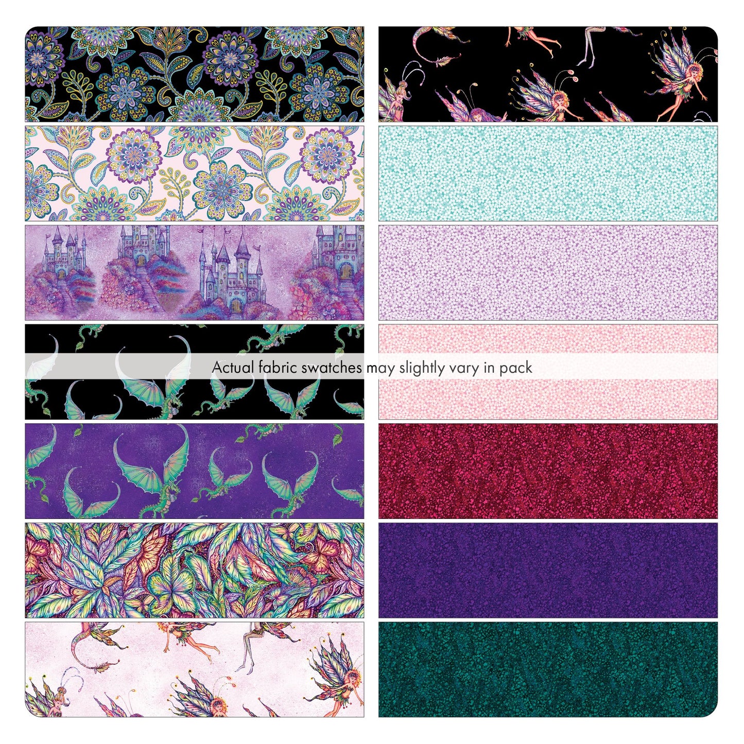 14 Fabric Fat Quarter Bundle - Fairy Enchantment by Donna Antonucci for Benartex Artistry