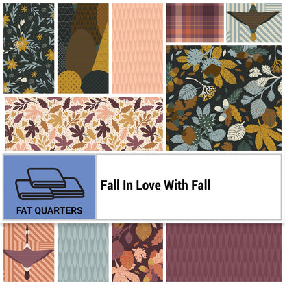 12 Fabric Fat Quarter Bundle - Fall in Love with Fall by Dandelion Fabric