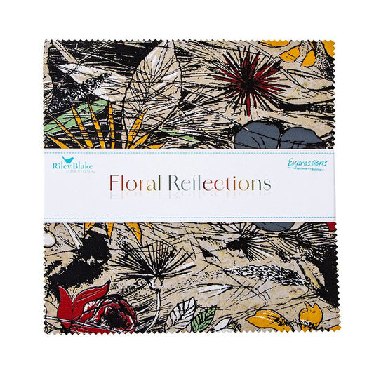 Precut Fabric Layer Cake Floral Reflections from Riley Blake Designs Expressions Batiks - 10" Fabric Squares