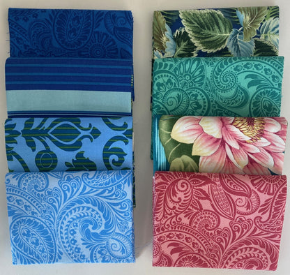 FLOWER FESTIVAL II by Benartex 8 Fat Quarter Fabric Bundle (Multi Bundle 5) - 8 Different Fat Quarters