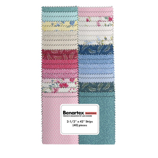 Precut Fabric Jelly Roll French Meadow Collection by Jan Shore for Benartex Traditions - 2 1/2" Strips