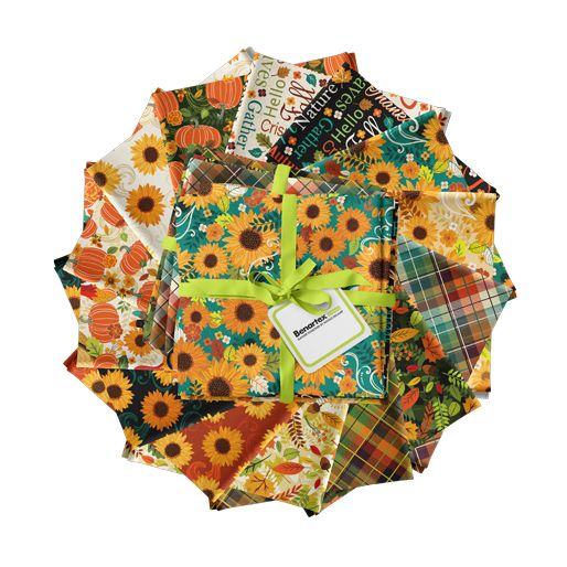 14 Fabric Fat Quarter Bundle - Gather Together Collection by Nicole Decamp for Benartex