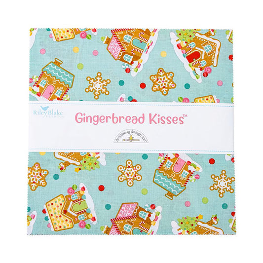 Precut Fabric Layer Cake Gingerbread Kisses from Doodlebug Design for Riley Blake Designs - 10" Squares