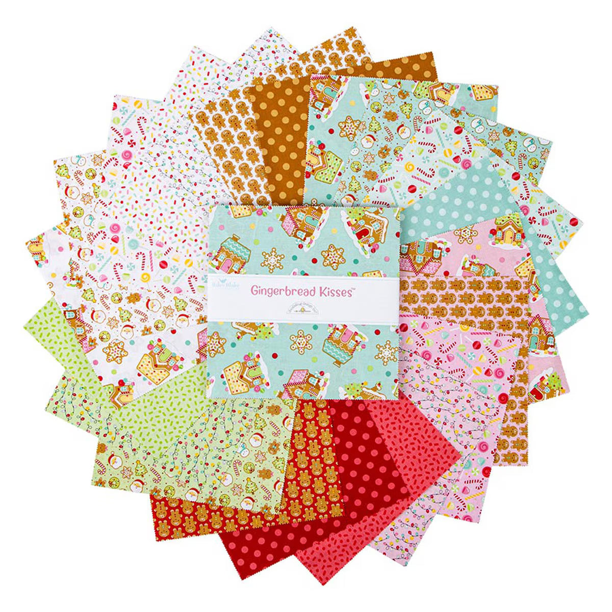 Precut Fabric Layer Cake Gingerbread Kisses from Doodlebug Design for Riley Blake Designs - 10" Squares