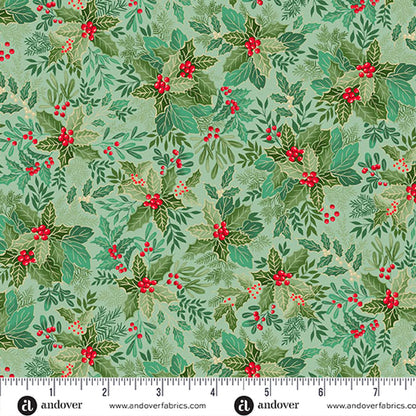 Holiday Charm Bundle Quilting Fabrics Good Tidings | Andover - 5" Squares | 42 Pieces