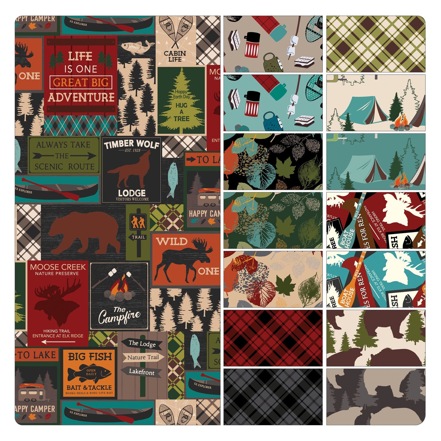 Layer Cake Great Outdoors Flannel by Kanvas Studio for Benartex - 10" Quilt Fabric Squares