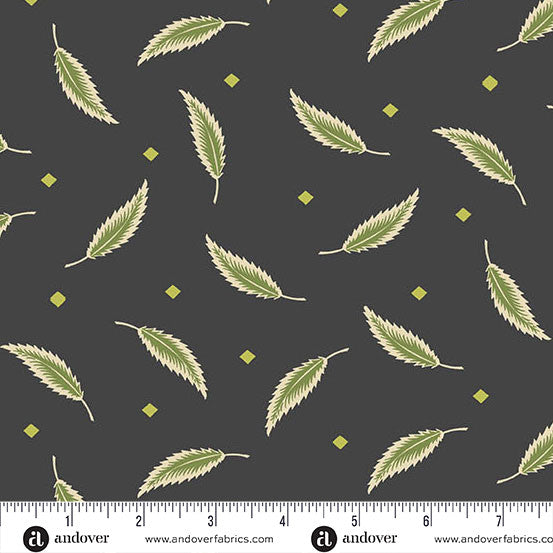 Black and Green Leaves Andover Fabric Collection | 100% Cotton Quilting Fabric