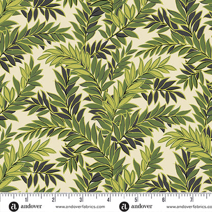 Precut Fabric Fat Quarters - Green Leaves by Makower UK for Andover Fabrics - 24 Different Fabric Fat Quarters