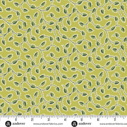 Precut Fabric Fat Quarters - Green Leaves by Makower UK for Andover Fabrics - 24 Different Fabric Fat Quarters