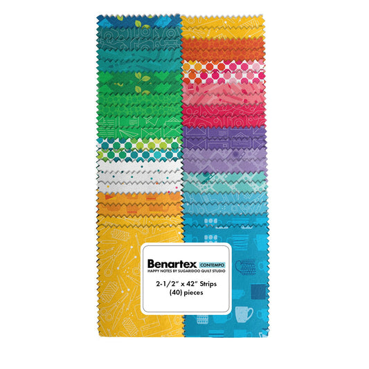 Precut Fabric Jelly Roll Happy Notes Collection by Sugaridoo Quilt Studio for Benartex Contempo - 2 1/2" Strips