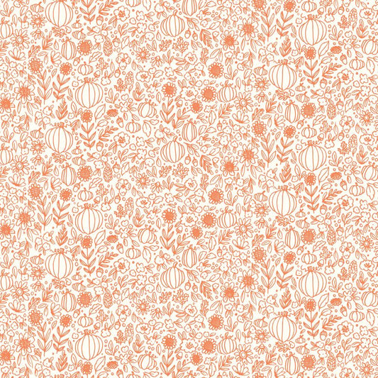 1 Yard Orange Pumpkin Precut Happy Fall Days Collection by Kelsey Carlson for Riley Blake Designs - 1 Yard Cut