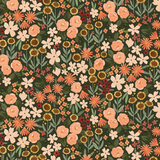 1 Yard Peach and Green Precut Happy Fall Days Collection by Kelsey Carlson for Riley Blake Designs - 1 Yard Cut
