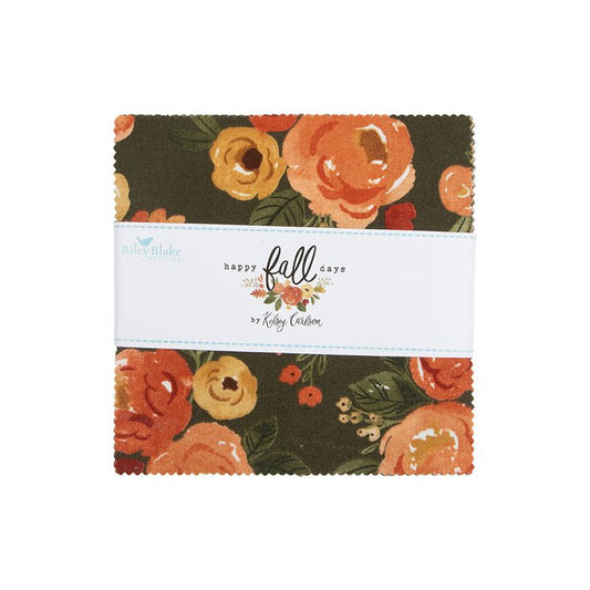 Precut Fabric Charm Pack Happy Fall Days by Kelsey Carlson for Riley Blake Designs - 5" Fabric Squares