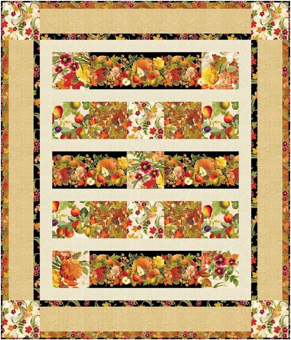 Fabric Layer Cake HARVEST FESTIVAL Enhanced with Metallic Gold - Benartex Kanvas - 10" Squares