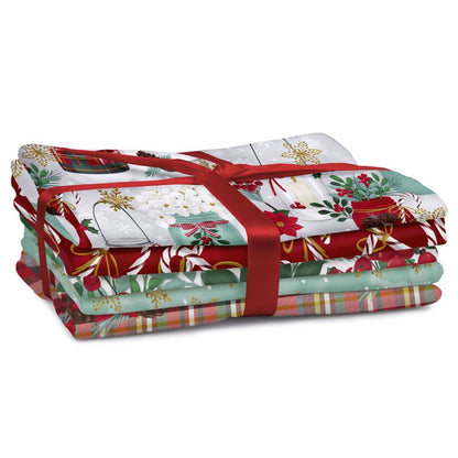 5 Fabric Fat Quarter Bundle - Holiday at Home by Fabric Editions