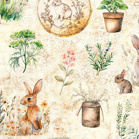 Precut Fabric Fat Quarters Hunny Bunny by Morris Creative Group for QT Fabrics - 17 Fat Quarters