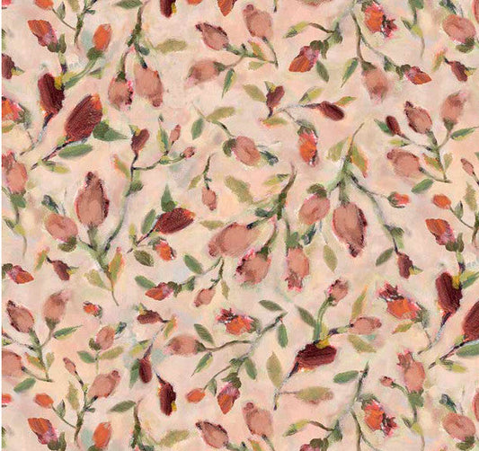 Pink Green Rosebud Floral | Springs Creative Hydrangea Reverie Collection | 100% Cotton Quilting Fabric