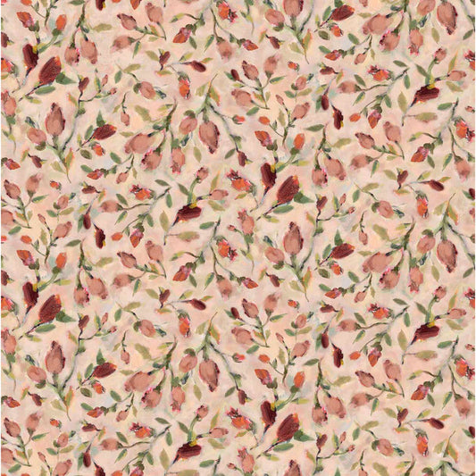 Pink Green Rosebud Floral | Springs Creative Hydrangea Reverie Collection | 100% Cotton Quilting Fabric