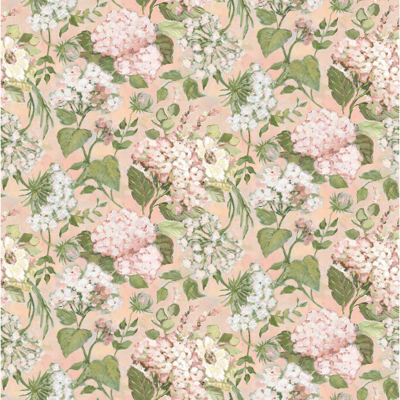 Light Pink Green Floral | Springs Creative Hydrangea Reverie Collection | 100% Cotton Quilting Fabric