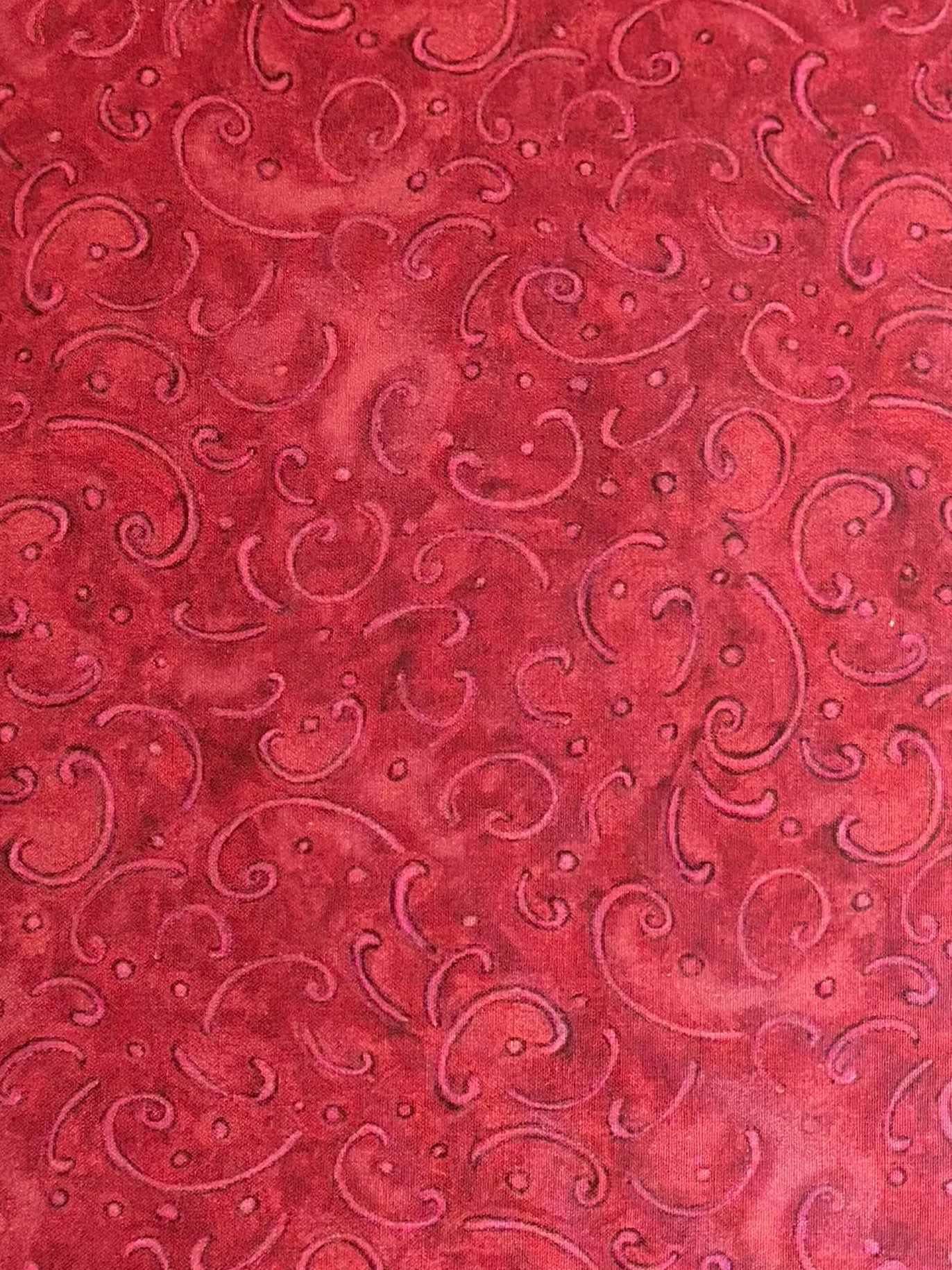 Dark Red Blender | Springs Creative Calico Red Scroll | 100% Cotton Quilting Fabric