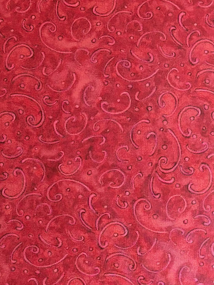 Dark Red Blender | Springs Creative Calico Red Scroll | 100% Cotton Quilting Fabric