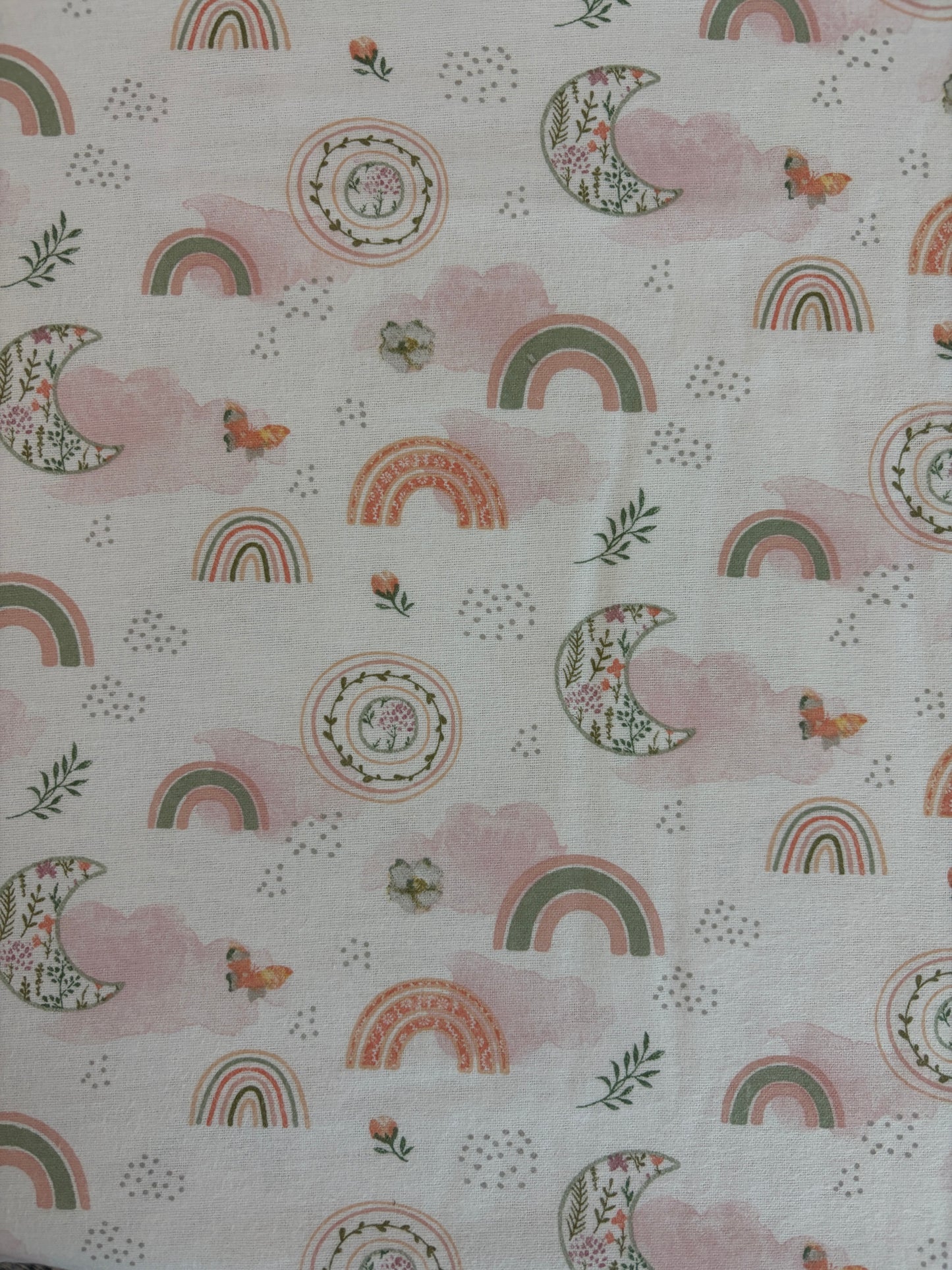 Pink Green Nursery Cotton Flannel | Springs Creative Moon Beam Garden