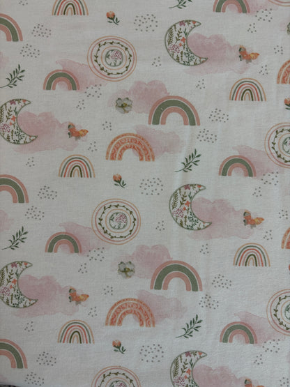 Pink Green Nursery Cotton Flannel | Springs Creative Moon Beam Garden