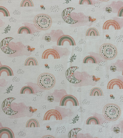 Pink Green Nursery Cotton Flannel | Springs Creative Moon Beam Garden