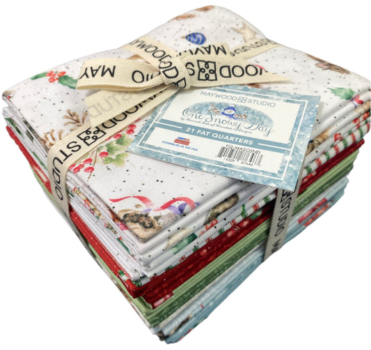 ONE SNOWY DAY By Hannah Dale for Maywood Studio - Fabric Fat Quarter Bundle - 21 Fat Quarters