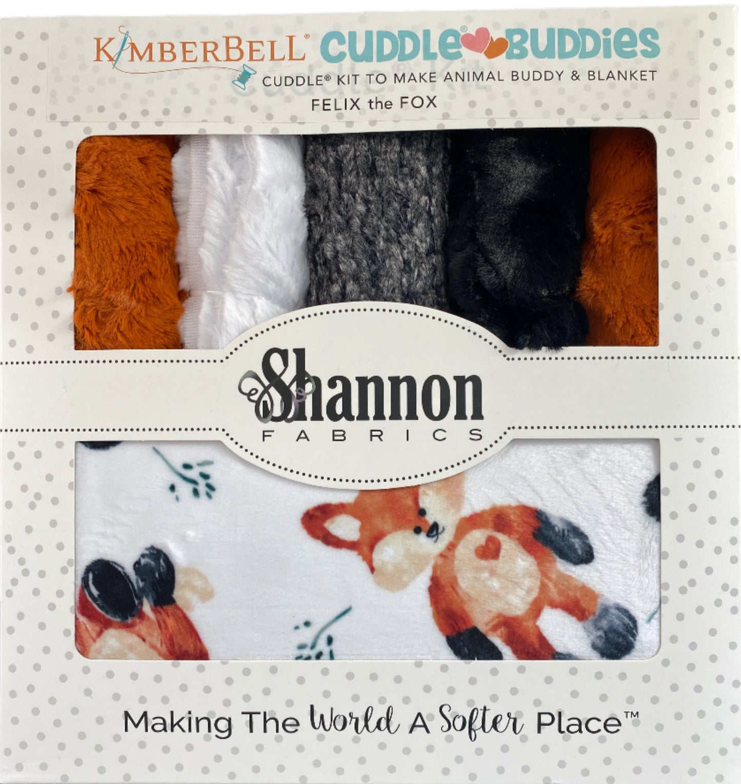 Shannon Fabrics Kimberbell Cuddle Buddies Felix the Fox Quilt Kit - Animal Buddy & Blanket