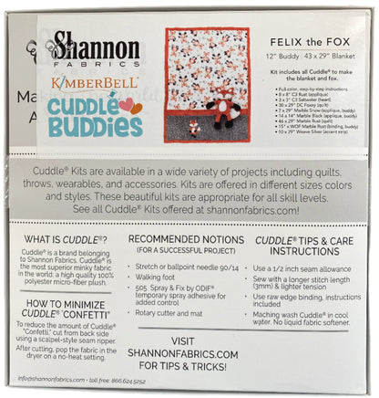 Shannon Fabrics Kimberbell Cuddle Buddies Felix the Fox Quilt Kit - Animal Buddy & Blanket