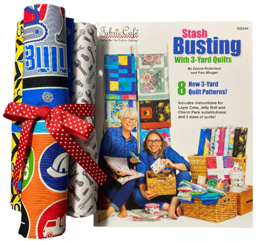 Quilt Kit - Stash Busting With 3-Yard Quilts Plus 3 Yards of Construction Crew Coordinating Fabric