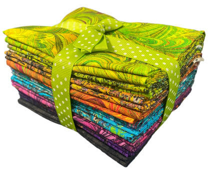 Paula Nadelstern POURED COLOR 10 Fat Quarter Fabric Bundle for Benartex Fabrics (12355/12356-2) - 10 Different Fat Quarters