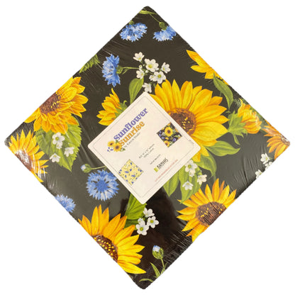 Fabric Layer Cake SUNFLOWER SUNRISE by Kanvas Studio for Benartex - 10" Squares