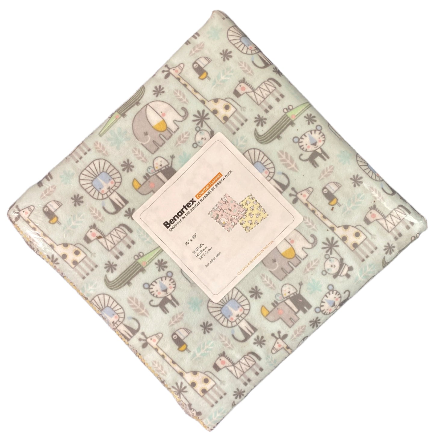 Layer Cake SNUGGLE in the JUNGLE Flannel by Jessica Flick for Benartex - 10" Quilt Fabric Squares