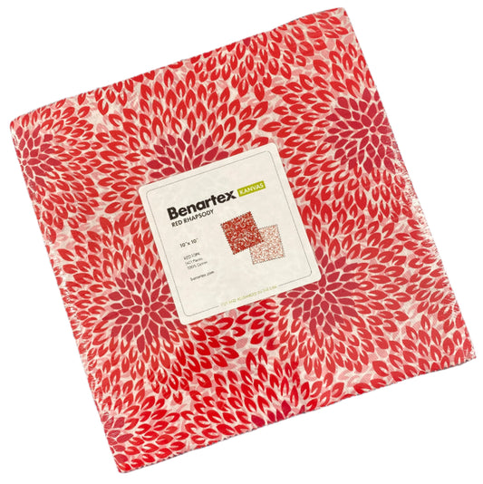 Fabric Layer Cake RED RHAPSODY by Kanvas Studio for Benartex - 10" Squares