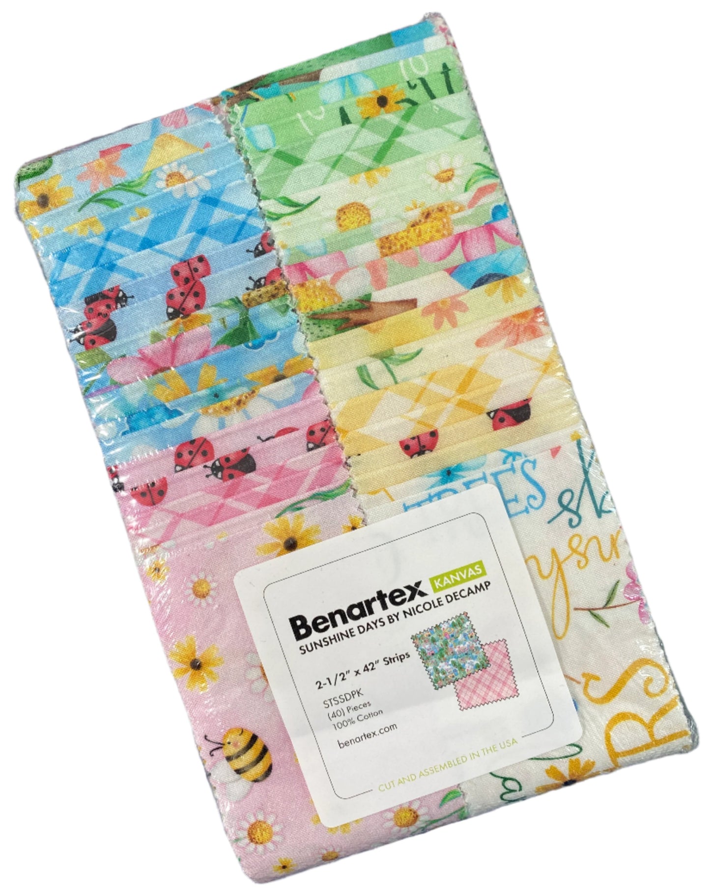 Benartex Fabric Design Roll SUNSHINE DAYS Strip-Pies by Nicole Decamp - 2 1/2" Fabric Strip Set