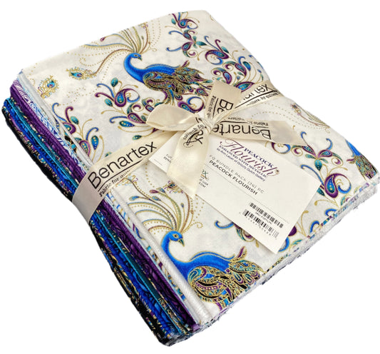 26 Fabric Fat Quarter Bundle - Peacock Flourish by Ann Lauer of Grizzly Gulch Gallery