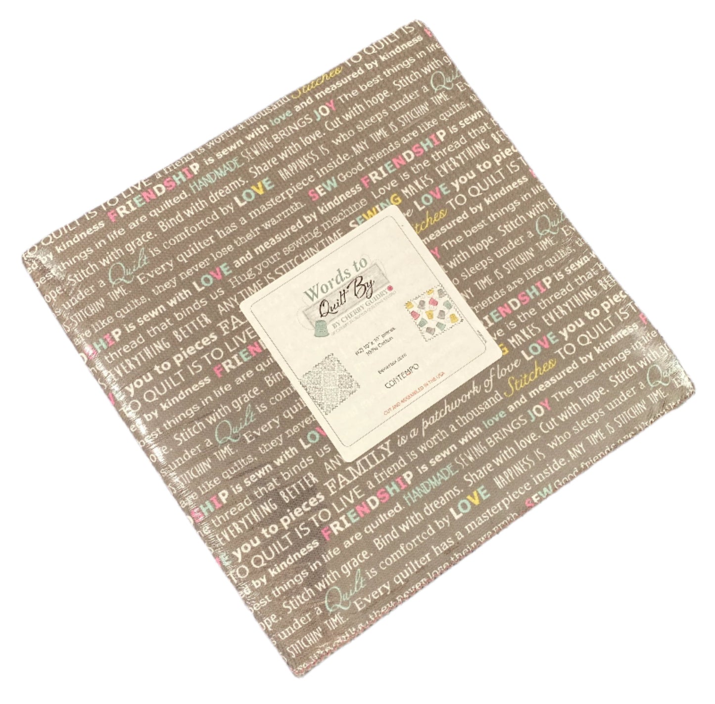 Fabric Layer Cake Words to Quilt By From Cherry Guidry and Contempo for Benartex - 10" Squares