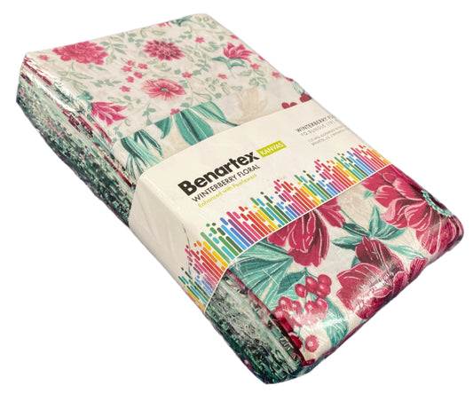 Precut Fabric Fat Quarter Bundle Winterberry Floral by Kanvas Studio for Benartex - 19 Fat Quarters