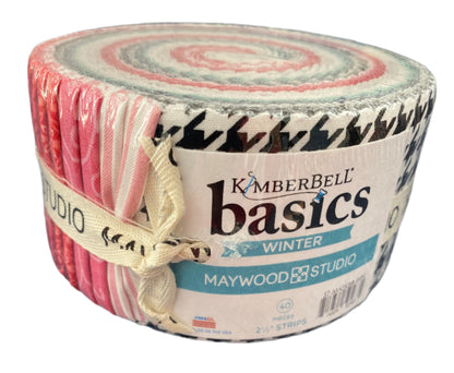 2 1/2" Fabric Strip Set Maywood Studio Kimberbell Winter Basics - 40 Fabric Strips 2-1/2" x 42" - 21 Different Fabrics