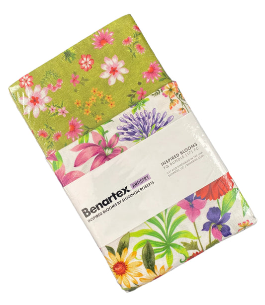 17 Fabric Fat Quarter Bundle - Inspired Blooms by Shannon Roberts for Benartex Artistry