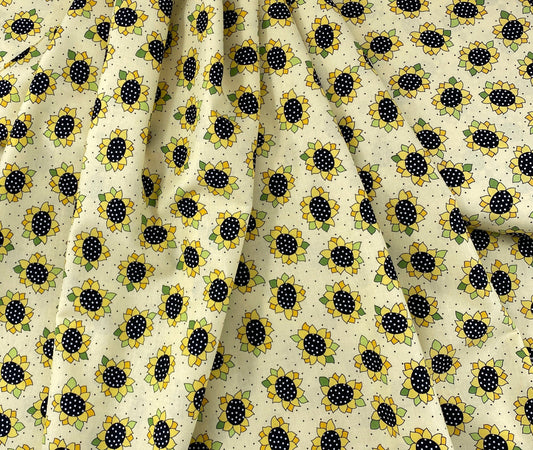 SUNFLOWERS AND HONEY Sunshine Sunflower Heads by Kim Schaefer for Andover Fabrics - Sold by the Yard