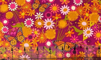 Berry Monarch Wildflowers by Alison Glass for Andover Fabrics - Sold by the Yard