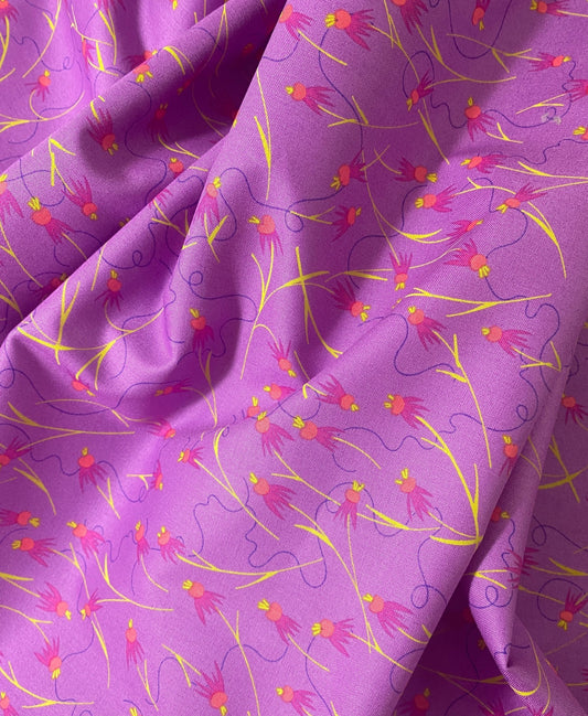 Lilac Coneflower Wildflowers by Alison Glass for Andover Fabrics - Sold by the Yard