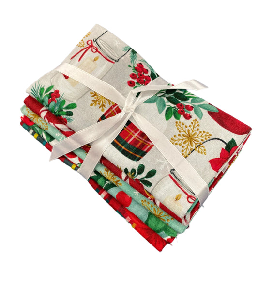 5 Fabric Fat Quarter Bundle - Holiday at Home by Fabric Editions