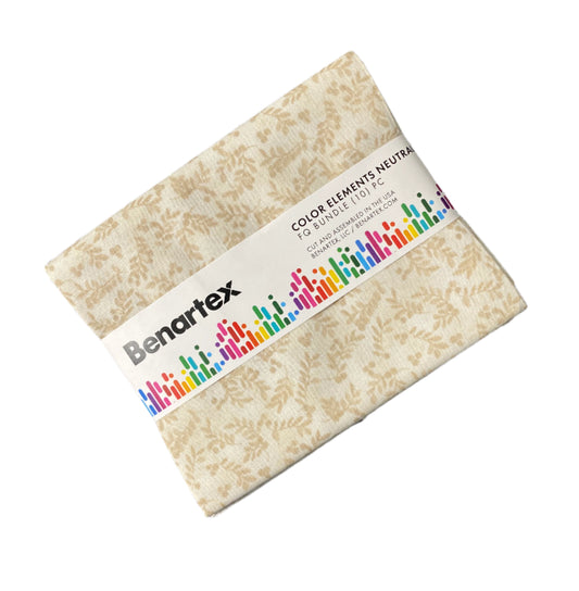 10 Fabric Fat Quarter Bundle - Color Elements Neutral by Benartex