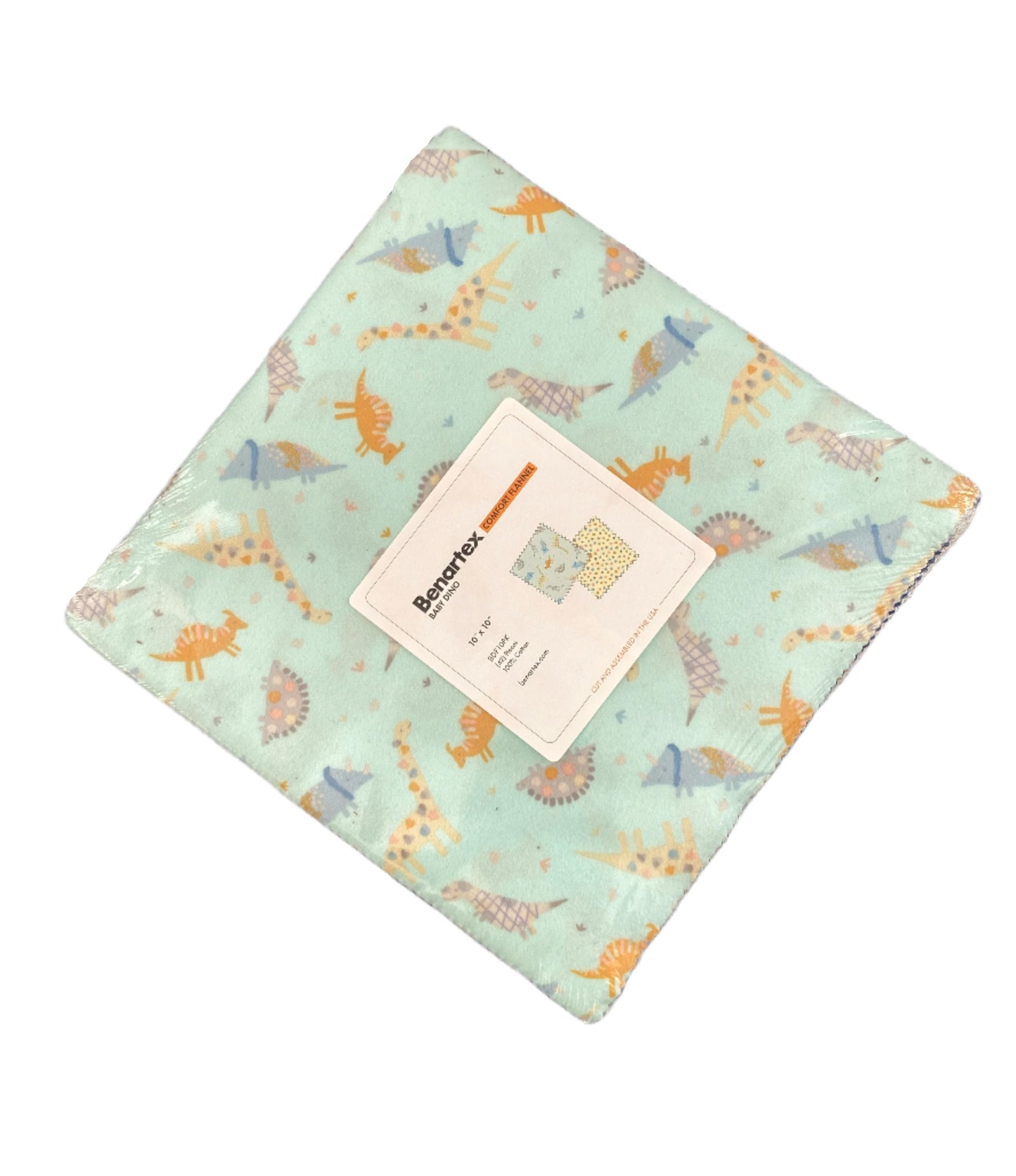 Precut Fabric Layer Cake - Baby Dino Collection - Benartex Comfort Flannel 10" Squares