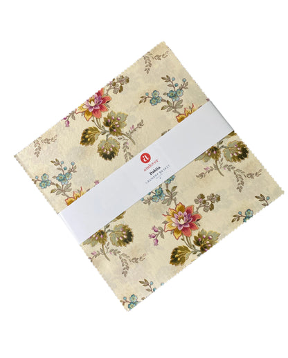 Fabric Layer Cake Dahlia by Laundry Basket Quilts for Andover Fabrics - 10" Fabric Squares